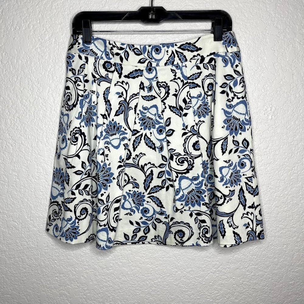 Loft Blue and‎ White Floral Paisley Womens Skirt Size 4